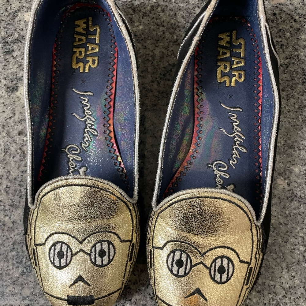 Irregular Choice Star C-3PO Gold and Black Flats